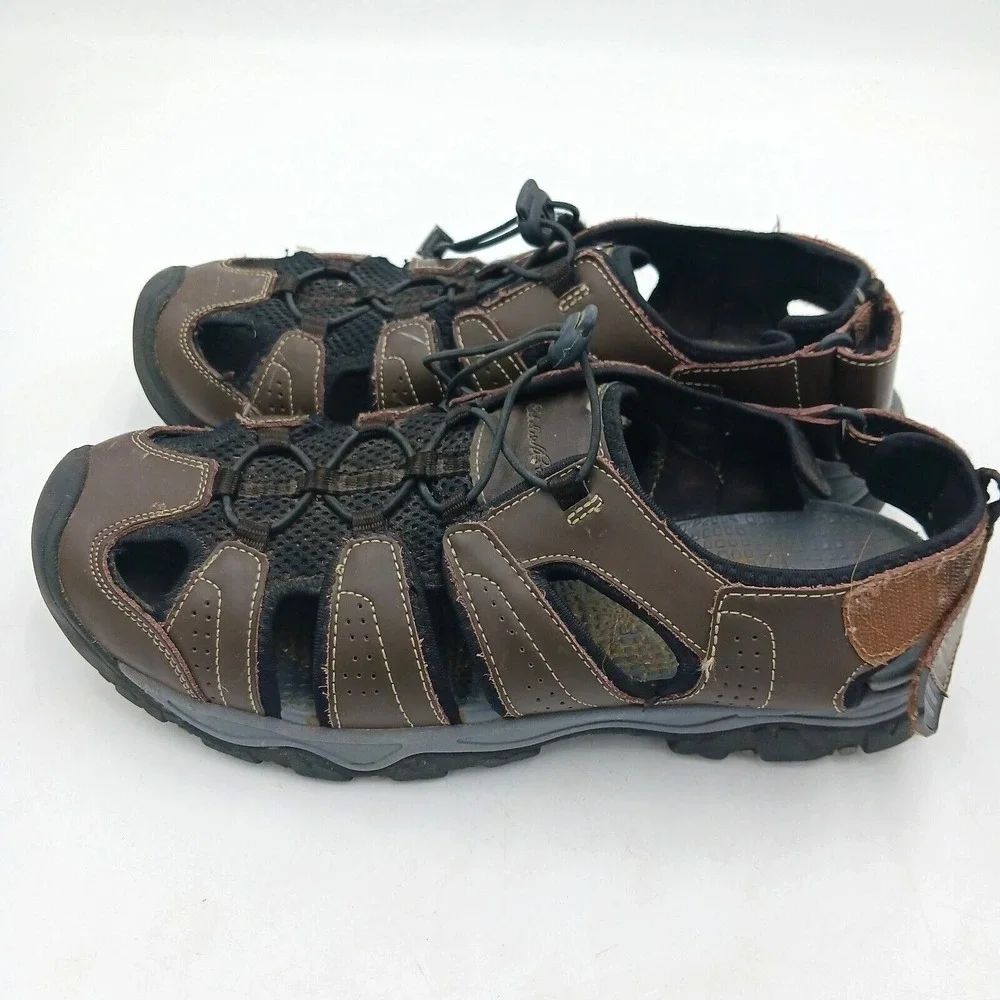 Eddie Bauer Men's Shoes 12M Bungee Lace Arvada Fisherman Water Sandals Brown